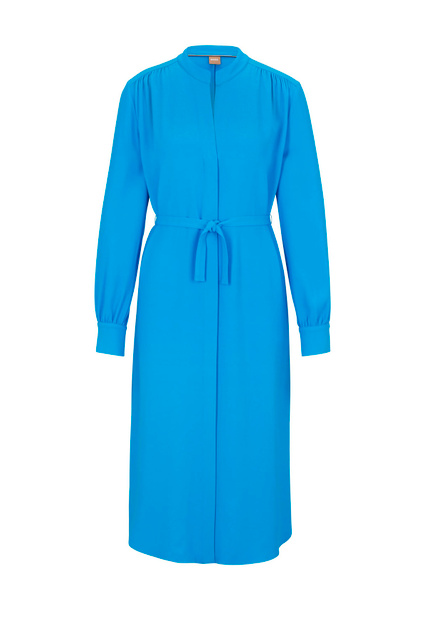 Платье-рубашка с поясом|Основной цвет:Голубой|Артикул:50496388 | Фото 1