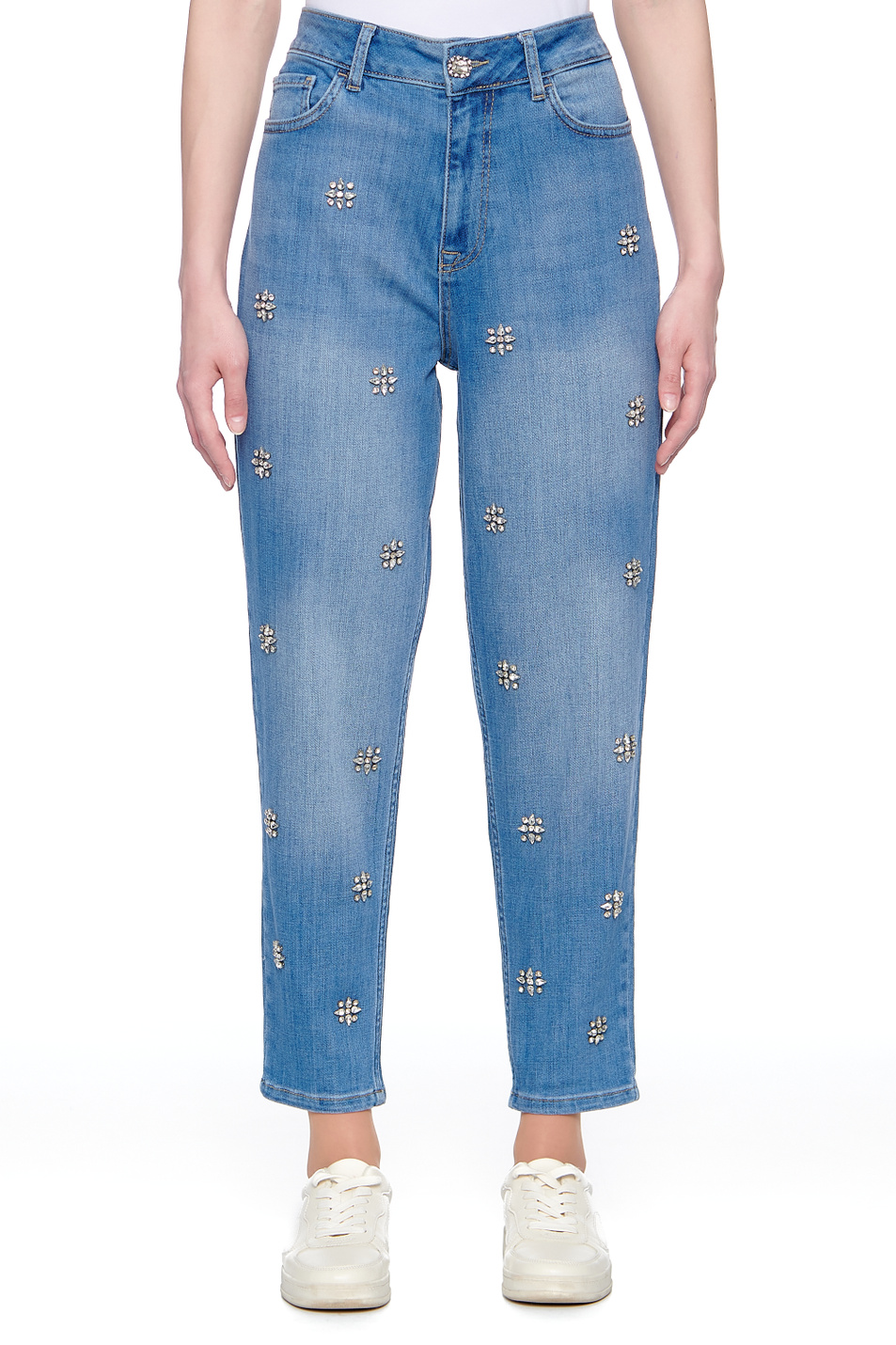 Liu Jo Укороченные джинсы с вышивкой стразами (цвет ), артикул CA1169D4559 | Фото 3