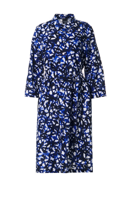 Платье-рубашка DOC из льна и хлопка|Основной цвет:Синий|Артикул:1222112 | Фото 1