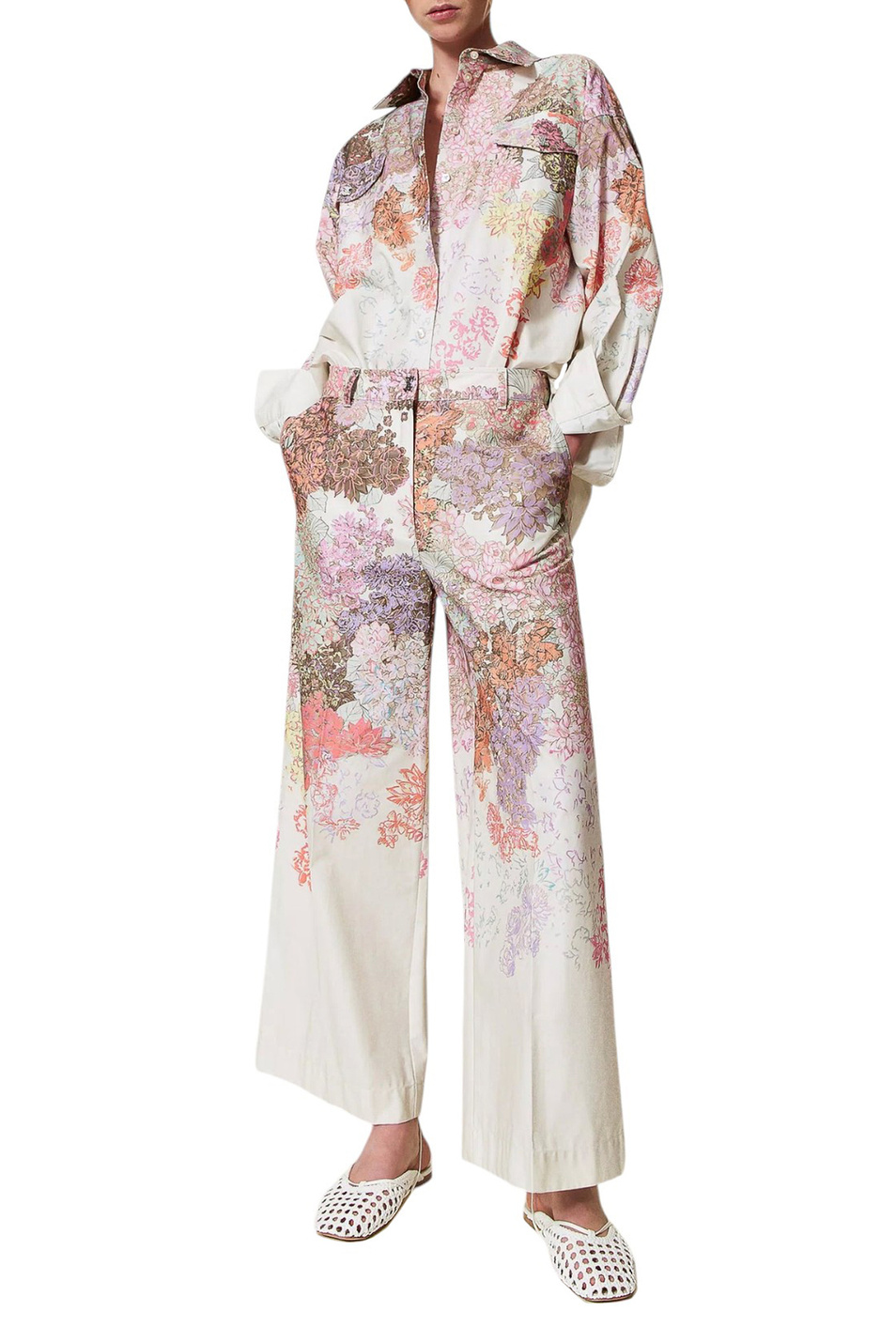 Брюки с принтом|Основной цвет:Кремовый Женский TWINSET Milano Брюки с принтом (цвет ), артикул 251AQ2082 | Фото 2