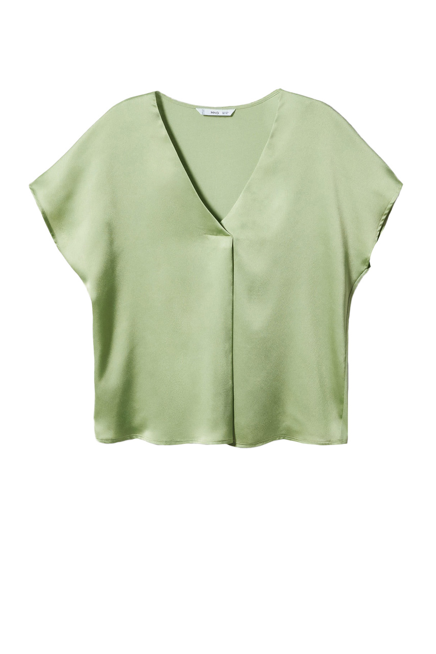 Блузка BILI с V-образным вырезом|Основной цвет:Зеленый|Артикул:47005825 | Фото 1