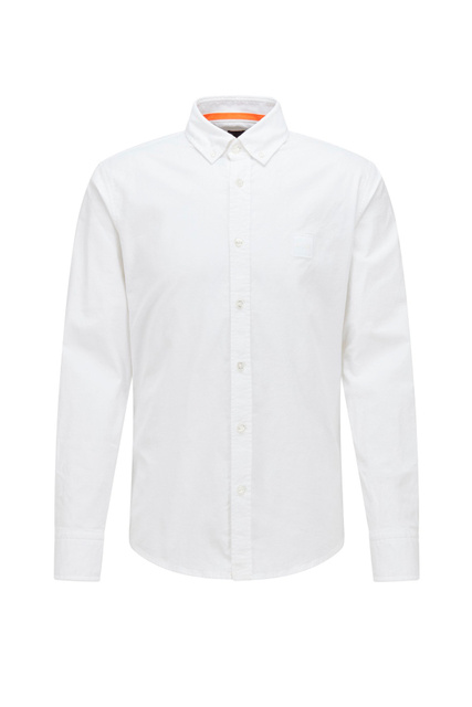 Рубашка облегающего кроя с нашивкой|Основной цвет:Белый|Артикул:50467324 | Фото 1