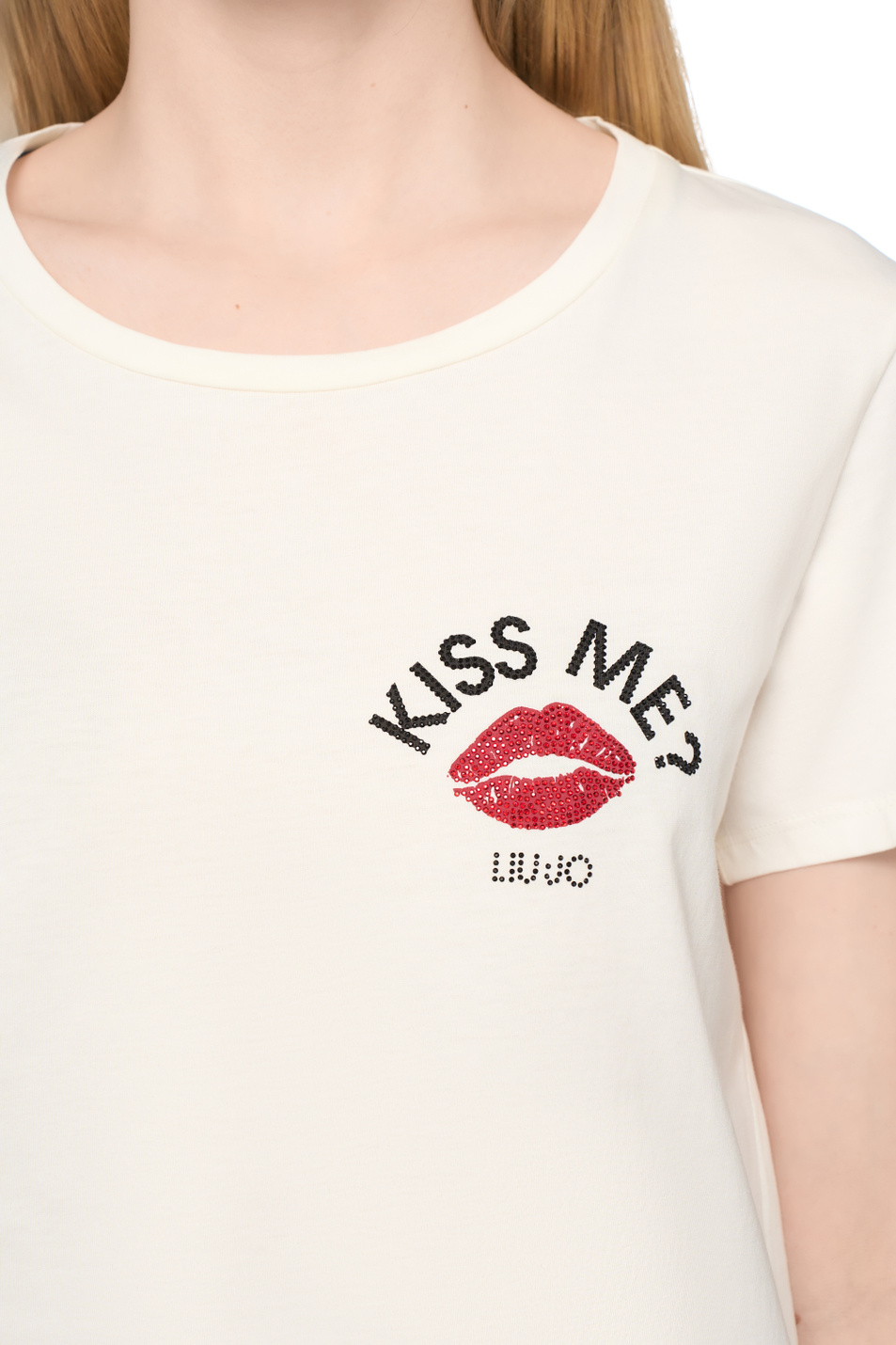 Женский Liu Jo Футболка из хлопка со стразами (цвет ), артикул TF5275JS923 | Фото 6