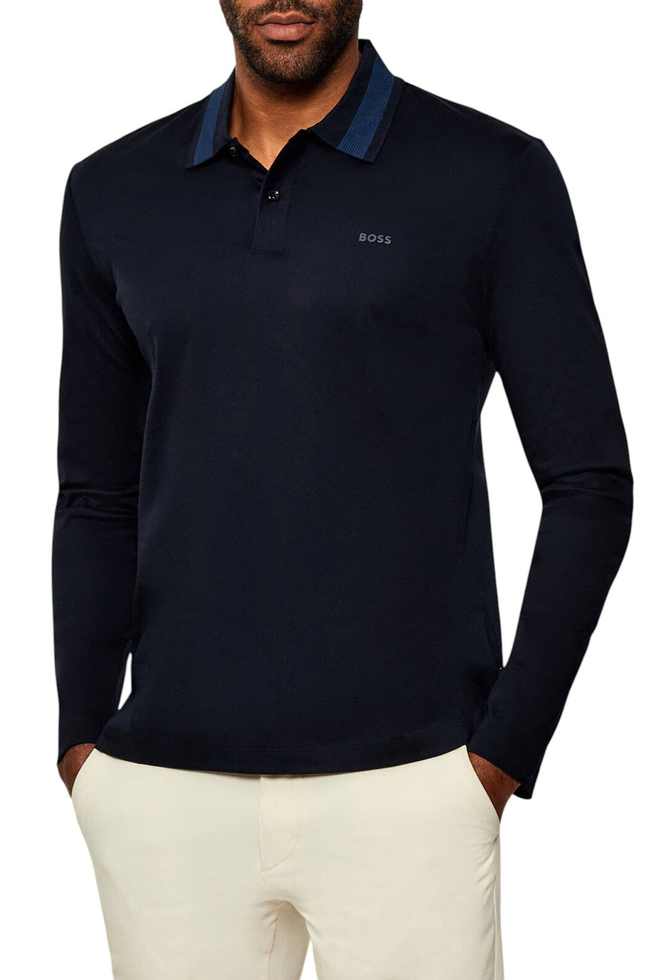 Мужской BOSS Джемпер поло Pleins из хлопка (цвет ), артикул 50549257 | Фото 4