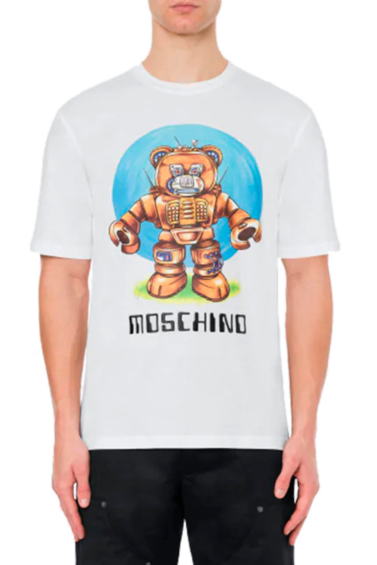 Мужской Moschino Футболка из натурального хлопка с принтом "Robot Bear" (цвет ), артикул V0726-7041 | Фото 2