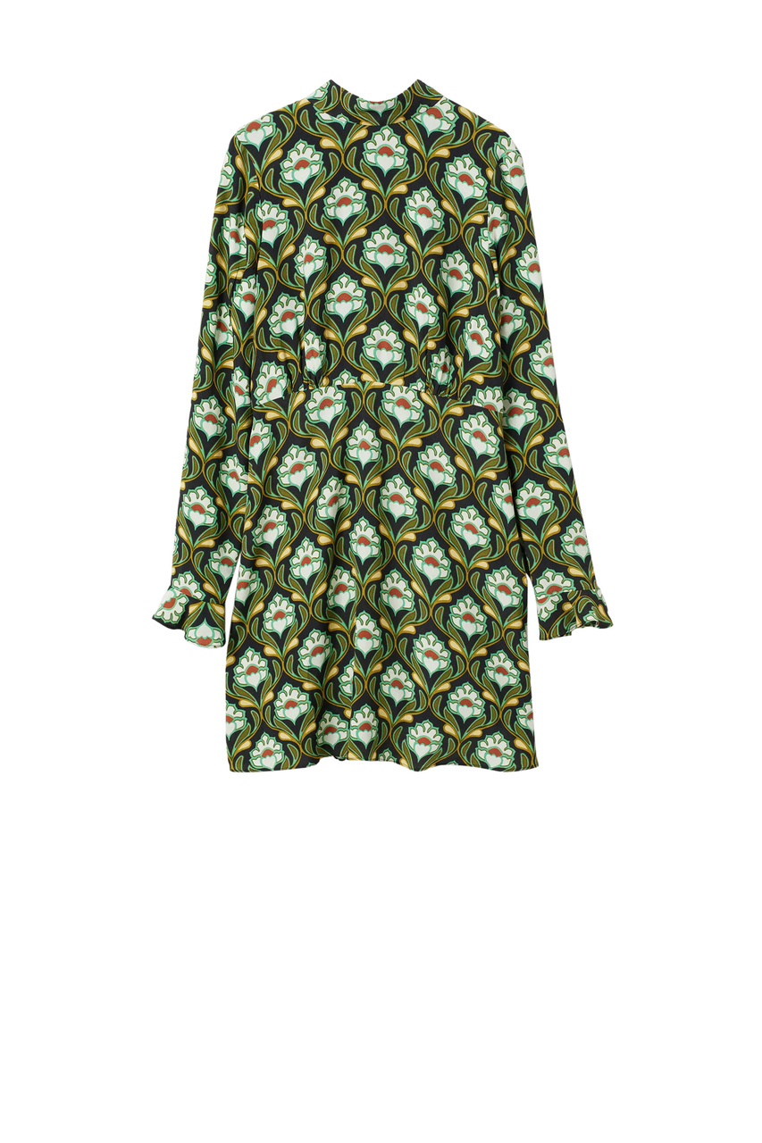 Струящееся платье PETY с принтом|Основной цвет:Зеленый|Артикул:27031152 | Фото 1