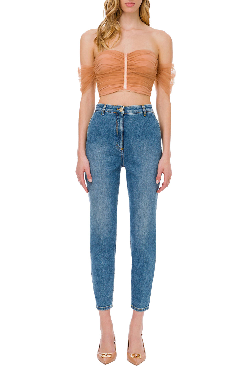 Elisabetta Franchi Укороченные джинсы с вышивкой на заднем кармане (цвет ), артикул PJ98D11E2 | Фото 2