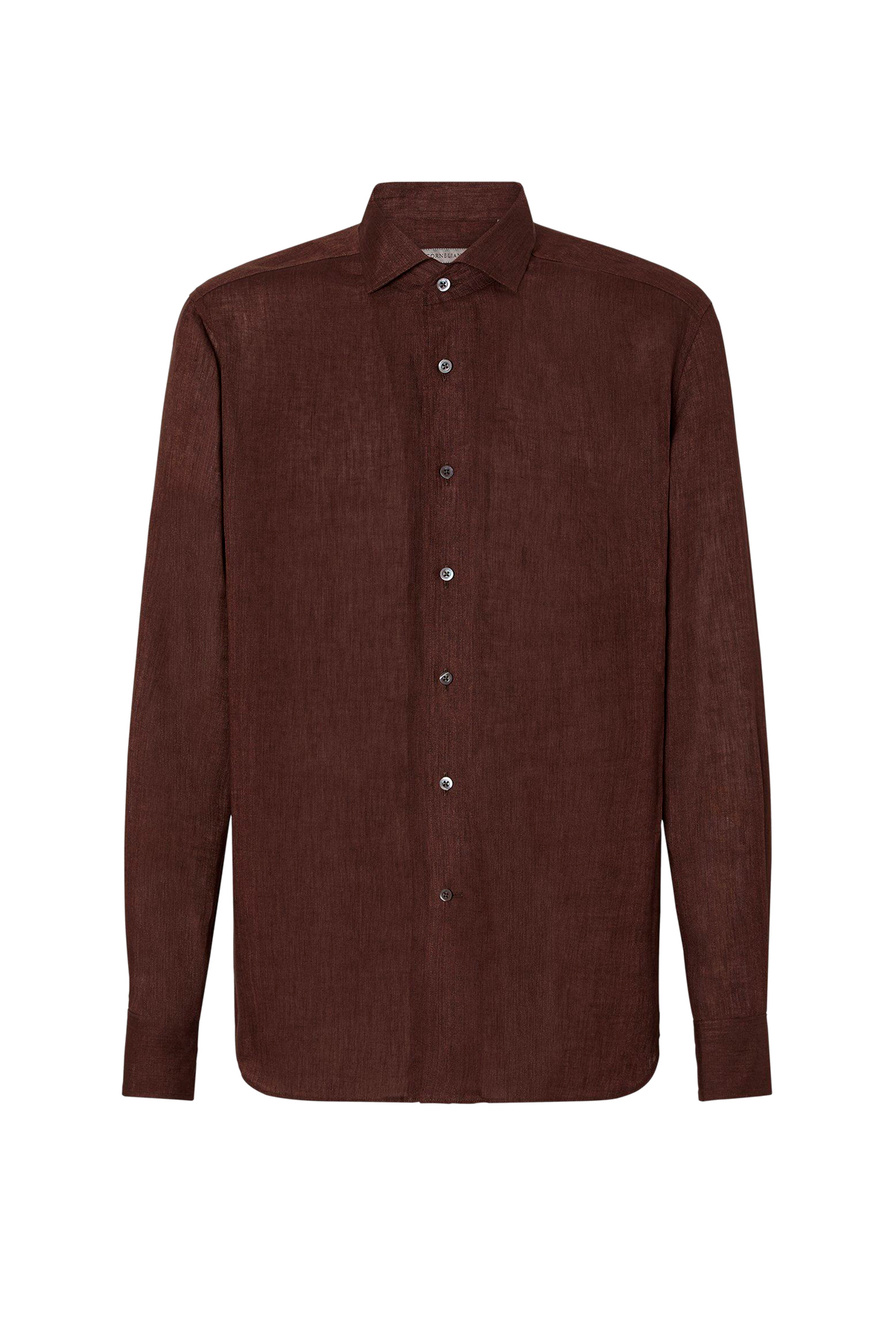 Corneliani ❤ мужская рубашка из чистого льна коричневый цвет, размер 41,  42, 43, 44, 45, цена 1229.99 BYN