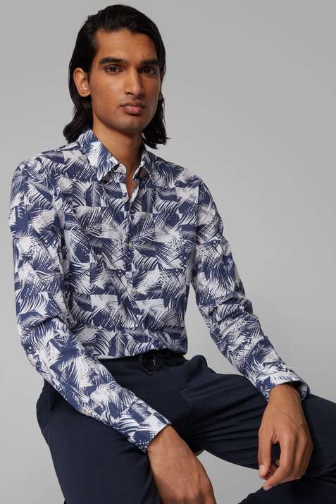 BOSS Рубашка из натурального хлопка с принтом Ronni (Синий цвет), артикул 50428496 | Фото 6