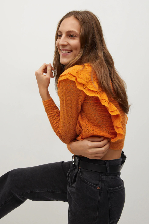 Женский Mango Укороченный ажурный свитер FRILLA (цвет ), артикул 87000547 | Фото 4