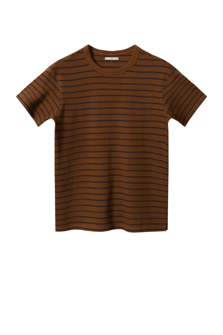 Хлопковая футболка FRENCH в полоску|Основной цвет:Коричневый|Артикул:27084017 | Фото 1