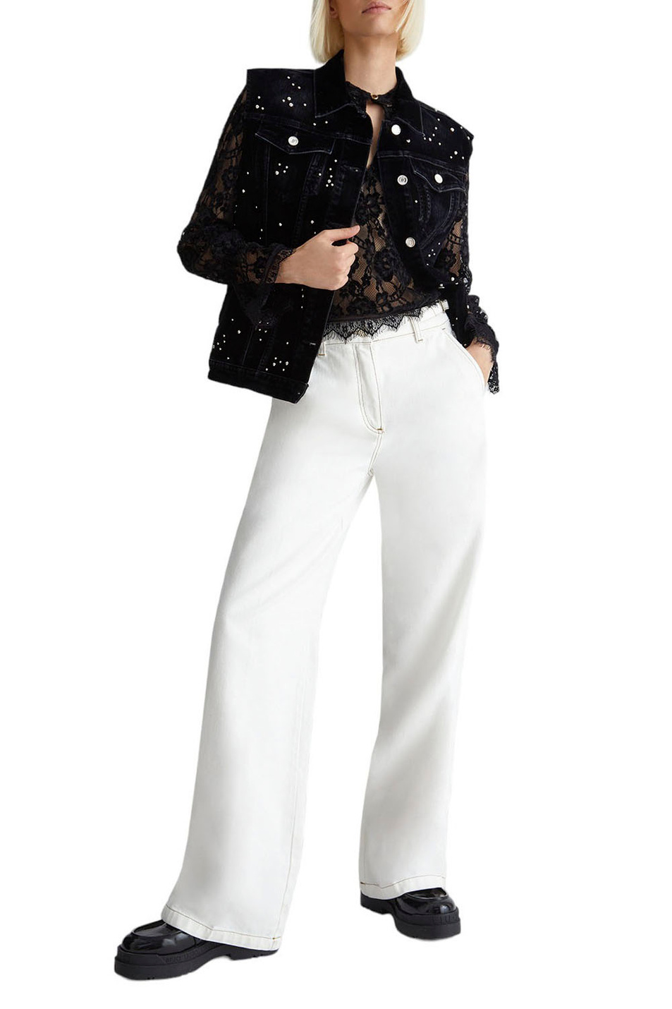 Блузка кружевная|Основной цвет:Черный Женский Liu Jo Блузка кружевная (цвет ), артикул MF3394J4604 | Фото 2