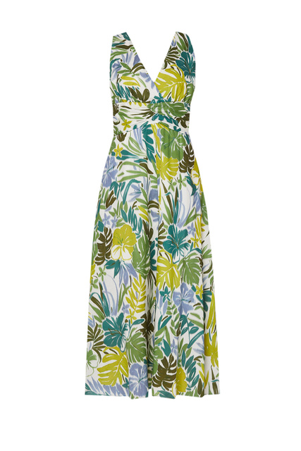 Платье из натурального хлопка с принтом|Основной цвет:Зеленый|Артикул:WA3184T3449 | Фото 1