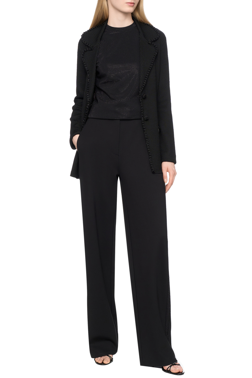 Кардиган со стразами|Основной цвет:Черный Женский Emporio Armani Кардиган со стразами (цвет ), артикул EW000934-AF15112 | Фото 3