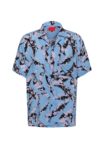 Рубашка с коротким рукавом и принтом|Основной цвет:Голубой|Артикул:50468088 | Фото 1