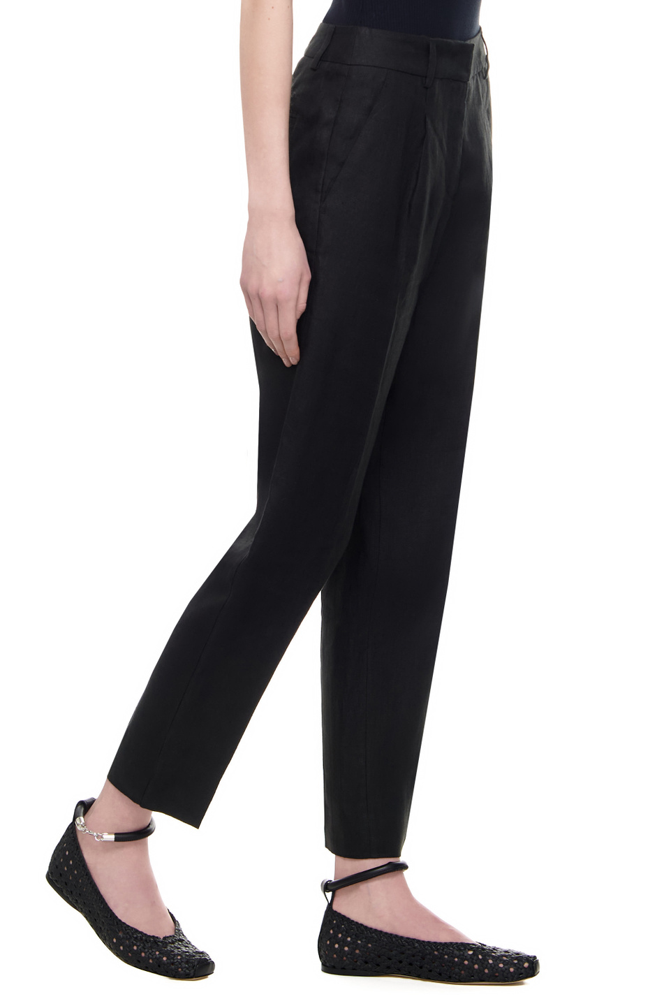 Брюки NOBILE из чистого льна|Основной цвет:Черный Женский Weekend Max Mara Брюки NOBILE из чистого льна (цвет ), артикул 2415131162 | Фото 3