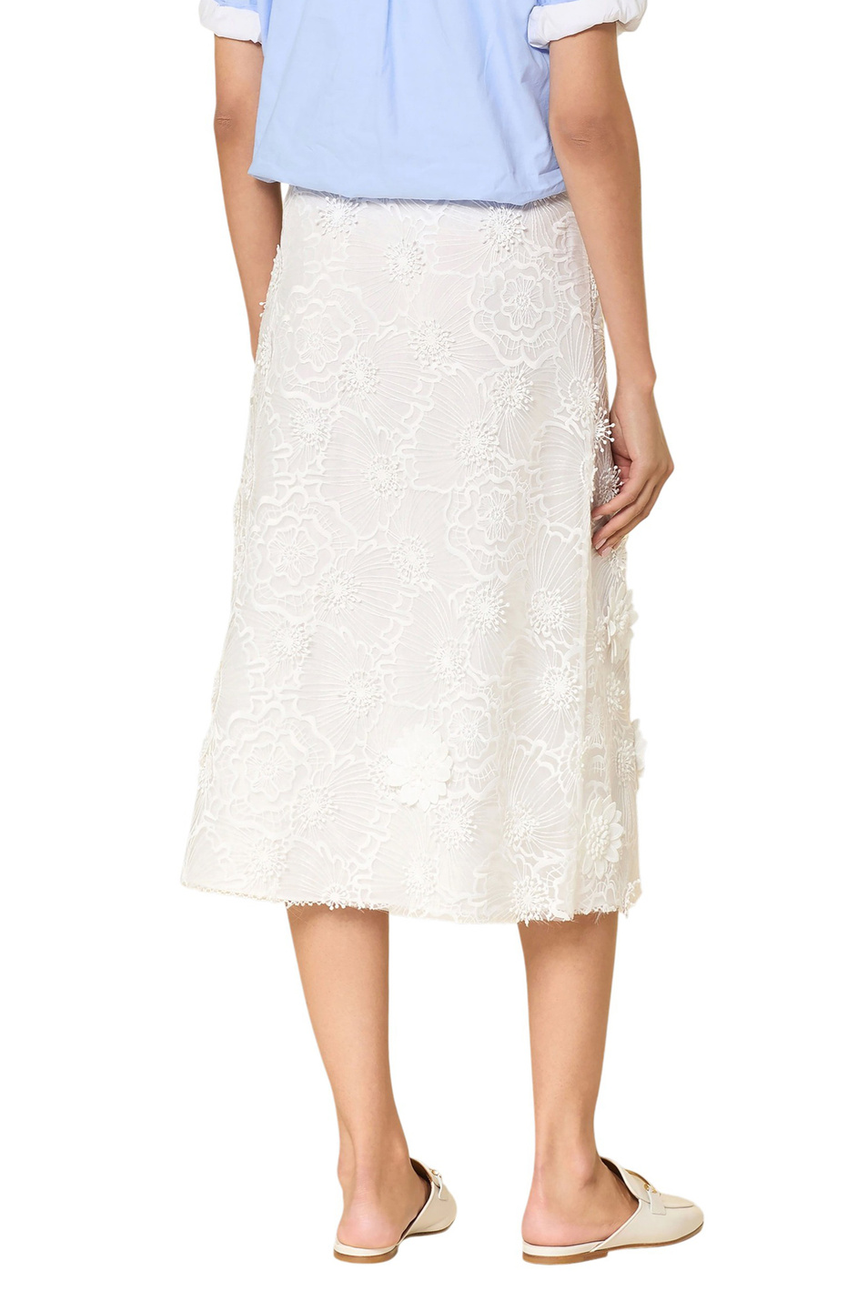 Юбка из органзы с вышивкой|Основной цвет:Белый Женский Dorothee Schumacher Юбка из органзы с вышивкой (цвет ), артикул 448905 | Фото 4