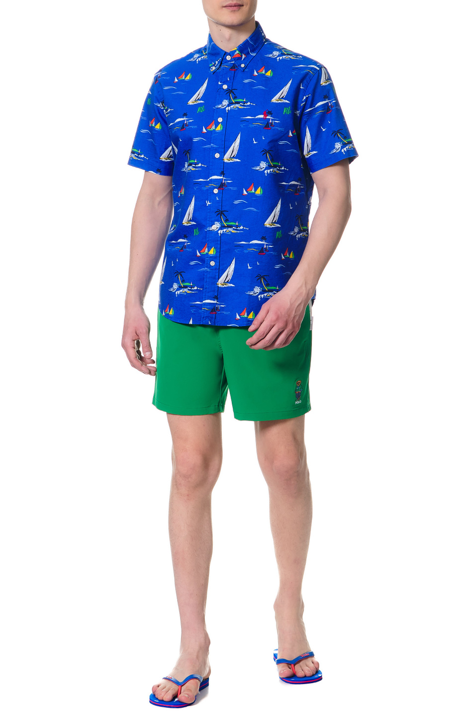 Мужской Polo Ralph Lauren Рубашка из натурального хлопка с принтом (цвет ), артикул 710867318001 | Фото 2