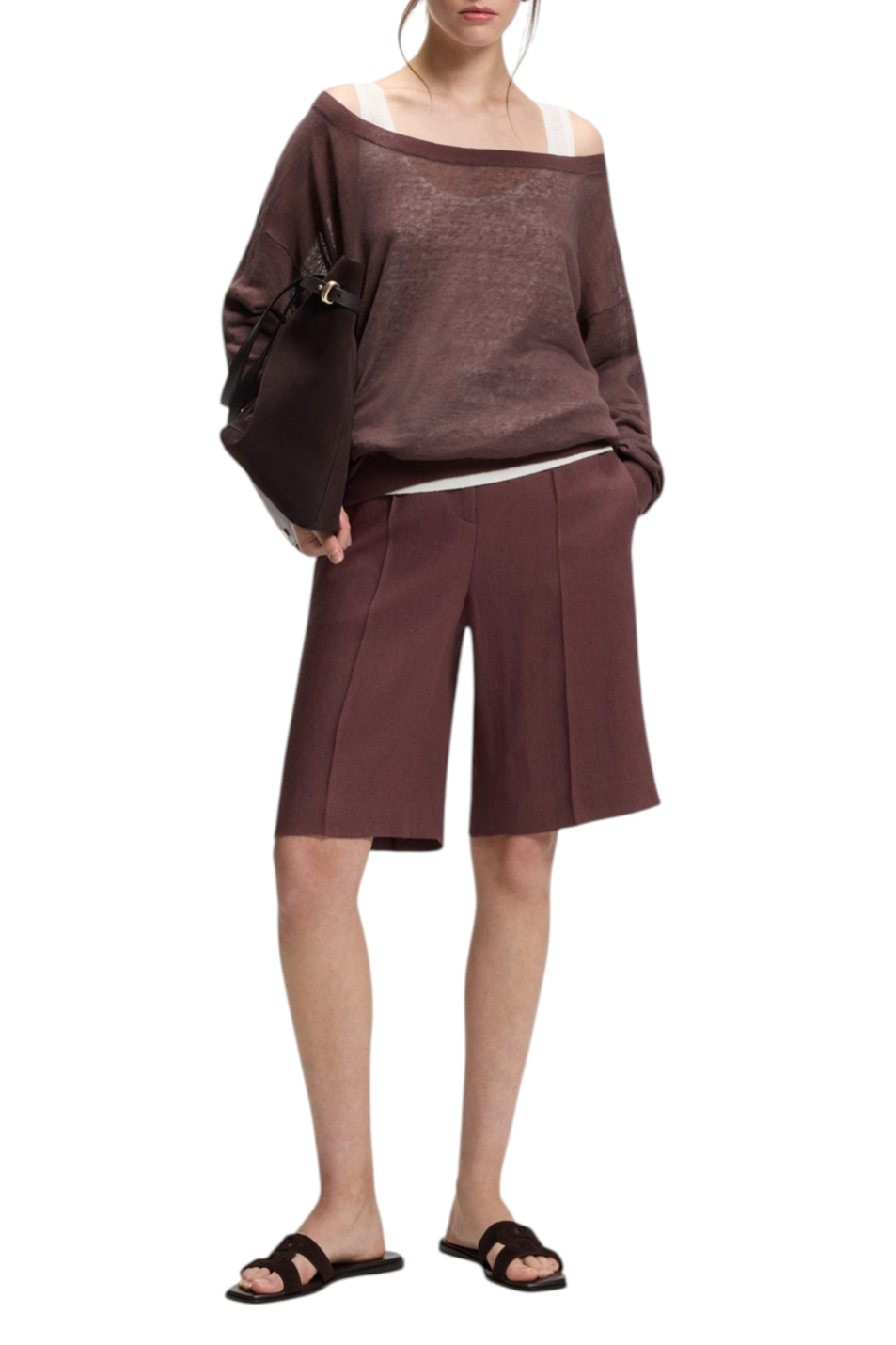 Женский BOSS Шорты Tianala из смесового льна (цвет ), артикул 50557429 | Фото 2