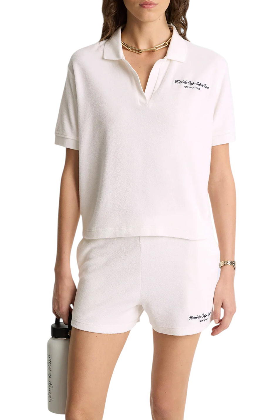 Женский Sporty & Rich Поло Eden Script Terry из махровой ткани (цвет ), артикул TO00160673WH01 | Фото 2