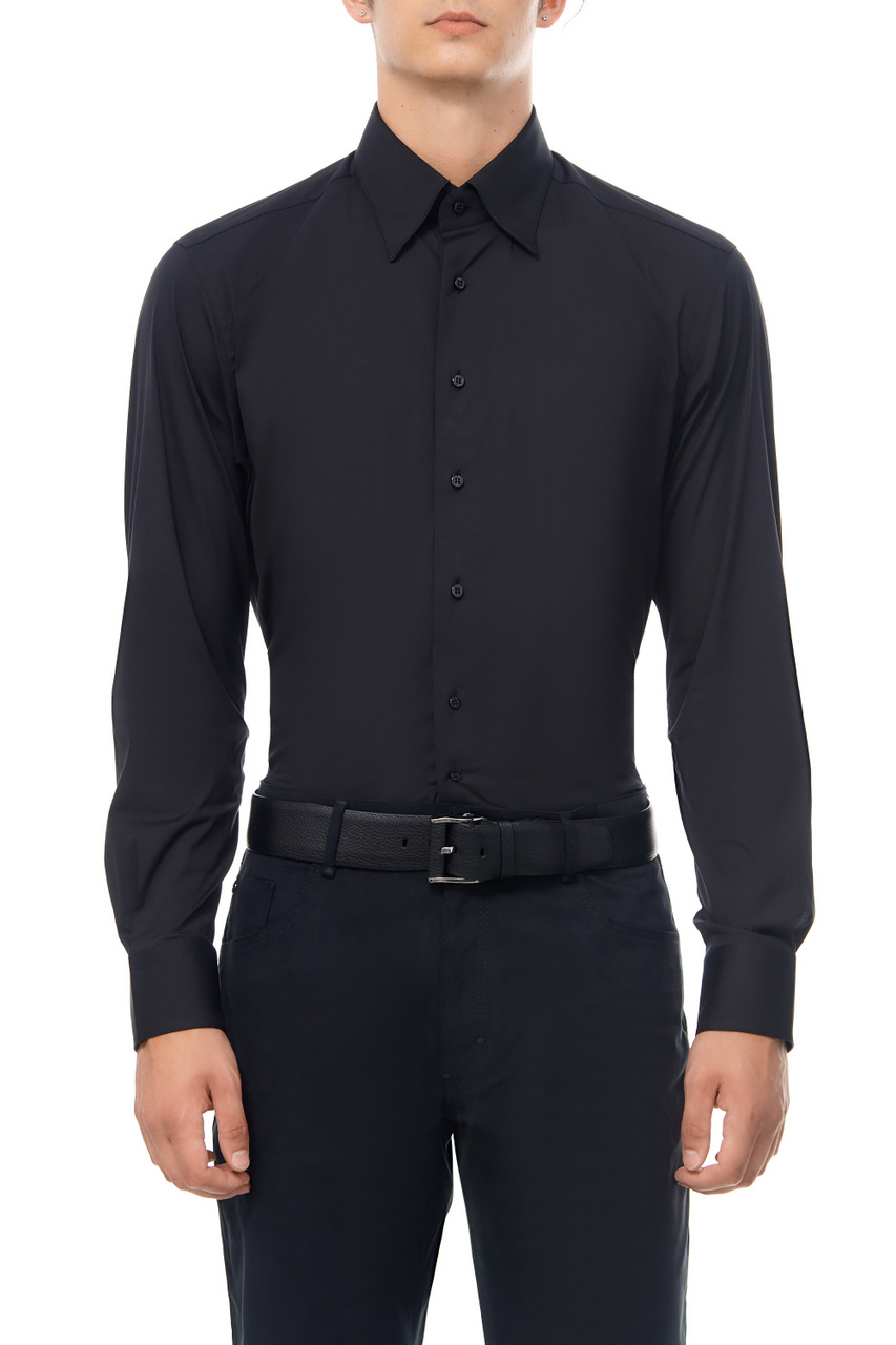 Рубашка из смесового хлопка|Основной цвет:Черный|Артикул:CLAB02ZS13037ZS345108 | Фото 1