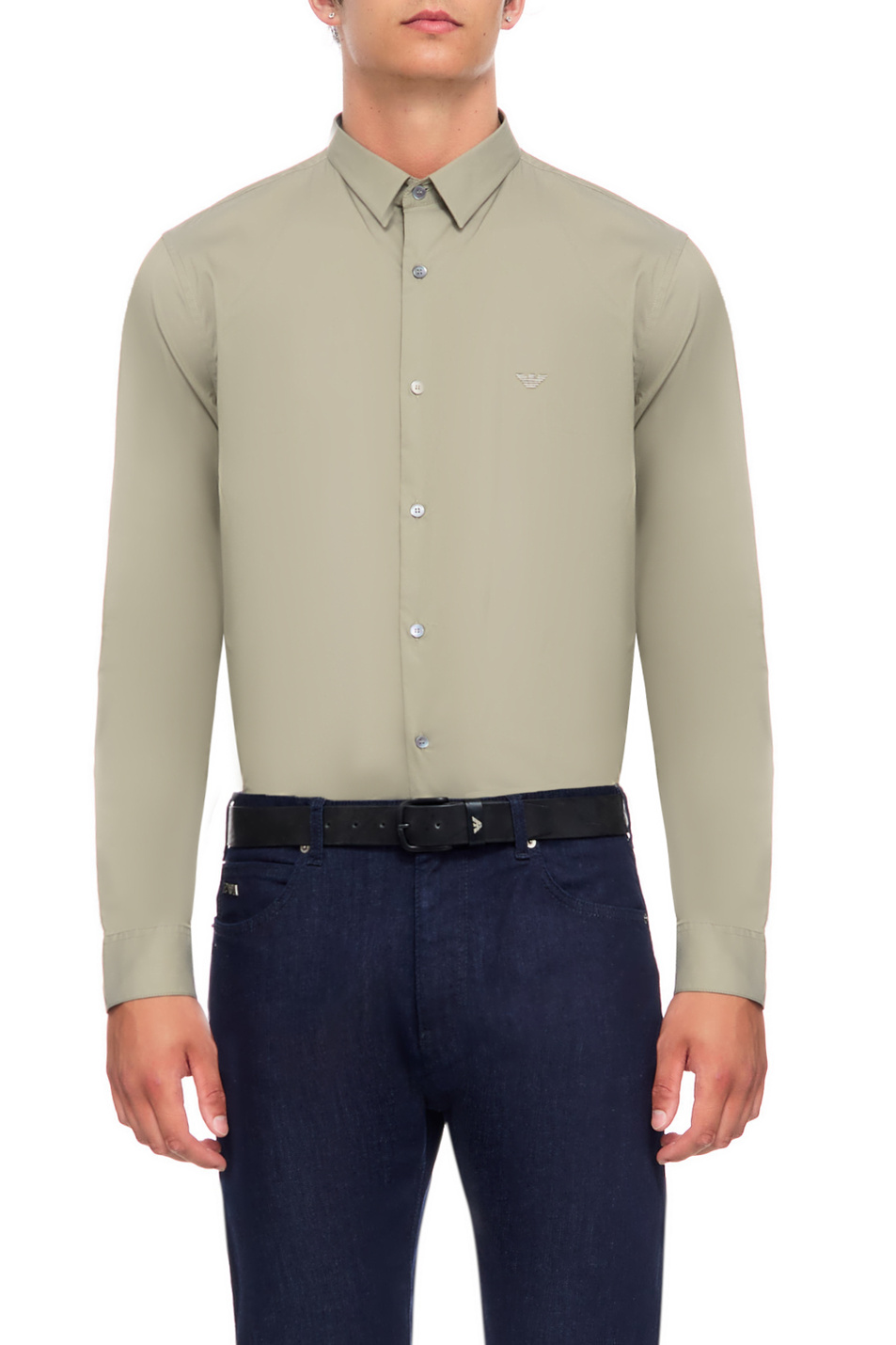 Мужской Emporio Armani Рубашка из смесового хлопка с мелкой вышивкой на груди (цвет ), артикул 8N1C09-1NI9Z | Фото 1