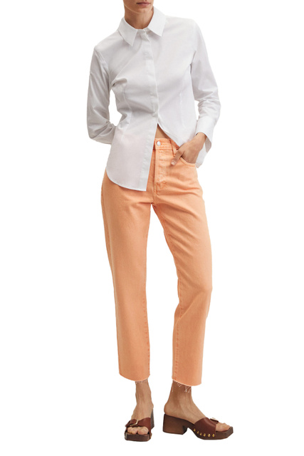 Укороченные прямые джинсы HAVANA с завышенной талией|Основной цвет:Оранжевый|Артикул:27015764 | Фото 2