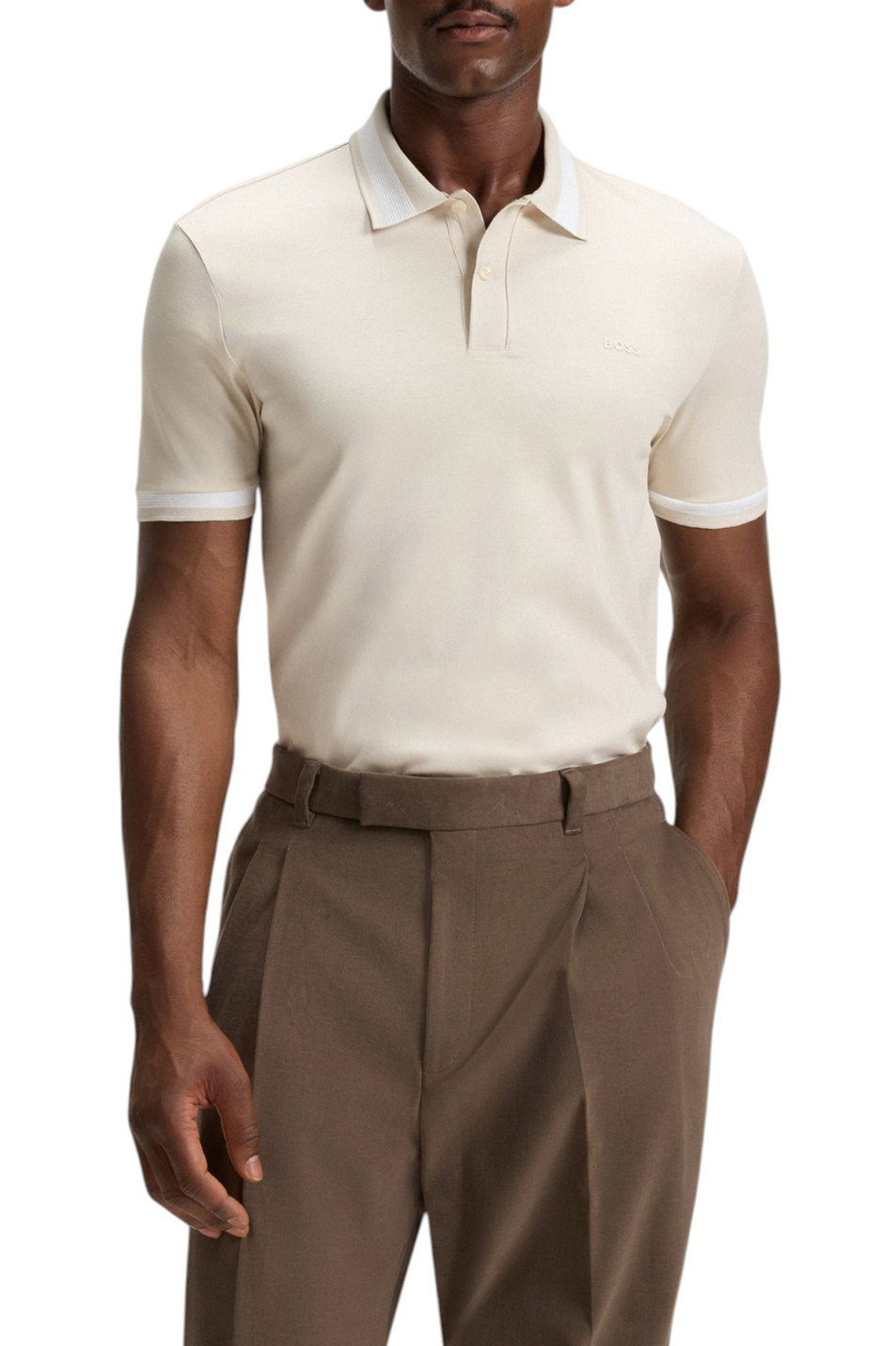 Поло Phillipson из хлопка|Основной цвет:Кремовый Мужской BOSS Поло Phillipson из хлопка (цвет ), артикул 50543865 | Фото 3