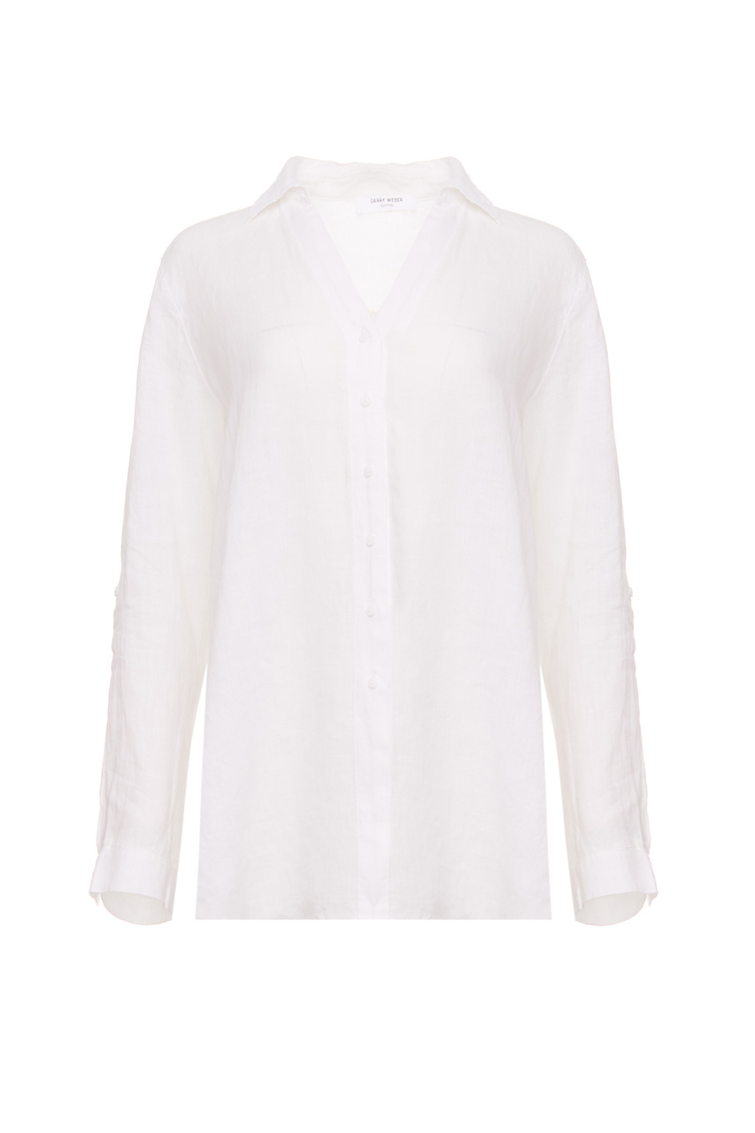 Рубашка из чистого льна|Основной цвет:Белый|Артикул:860038-66435 | Фото 1