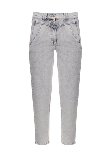 Укороченные джинсы из смесового хлопка|Основной цвет:Серый|Артикул:822022-66908-Mom Fit | Фото 1