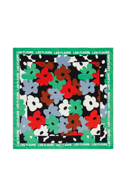 Квадратный платок с принтом|Основной цвет:Зеленый|Артикул:195354 | Фото 2