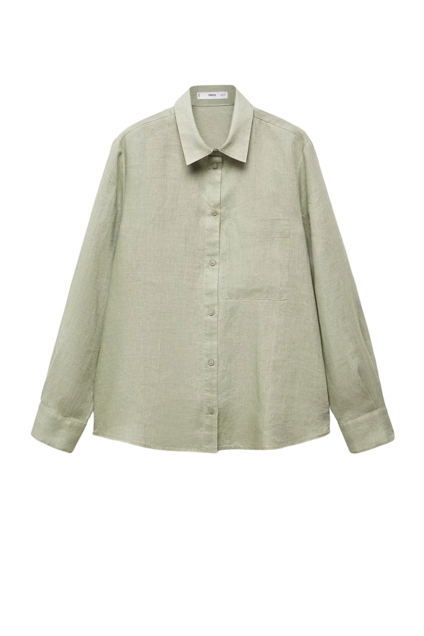 Рубашка LINO из чистого льна|Основной цвет:Зеленый|Артикул:67085722 | Фото 1