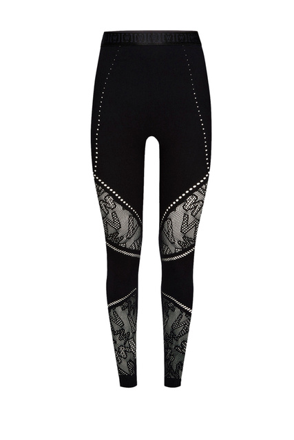Легинсы с сетчатыми вставками Sporty Logo Net|Основной цвет:Черный|Артикул:19374 | Фото 1