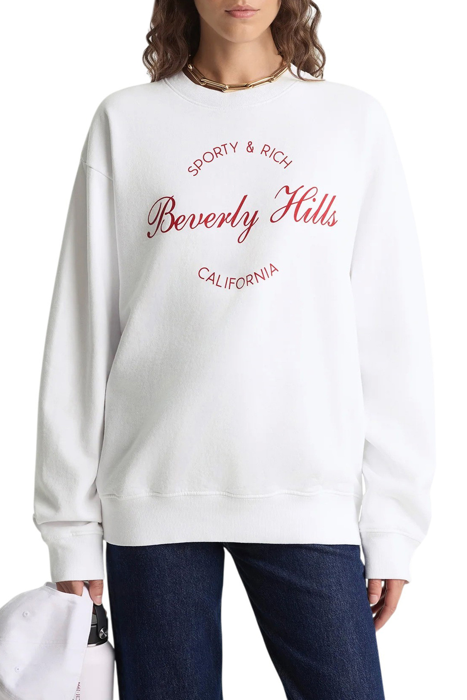Женский Sporty & Rich Свитшот Beverly Script из хлопка (цвет ), артикул ST07164257WH01 | Фото 3
