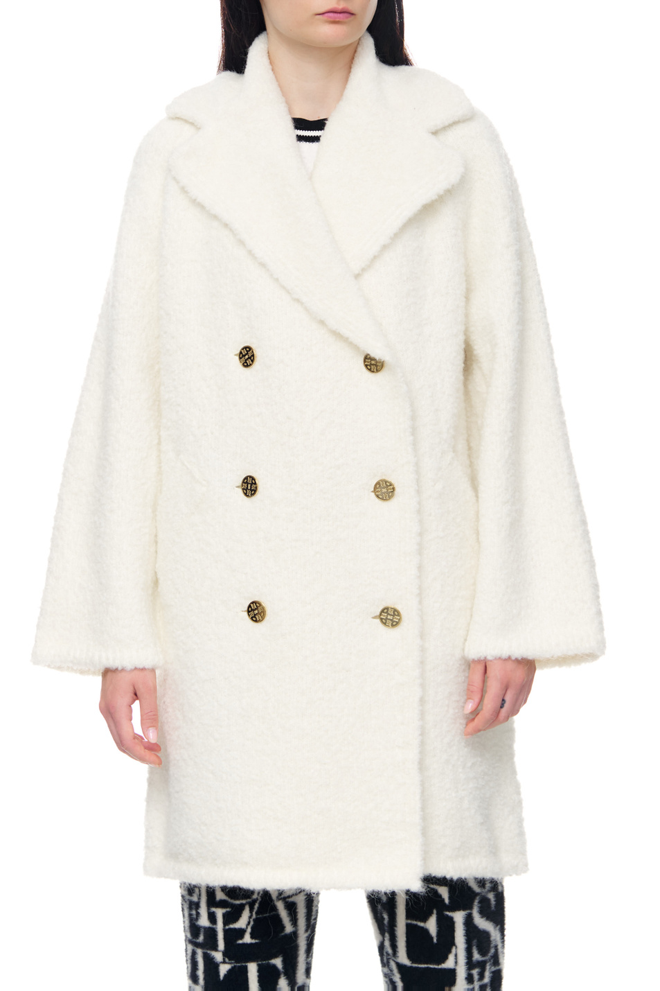 Женский Elisabetta Franchi Двубортное пальто из букле (цвет ), артикул CK03T26E2 | Фото 4