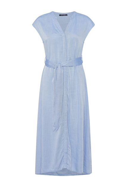 Платье с поясом из вискозы|Основной цвет:Голубой|Артикул:471556 | Фото 1