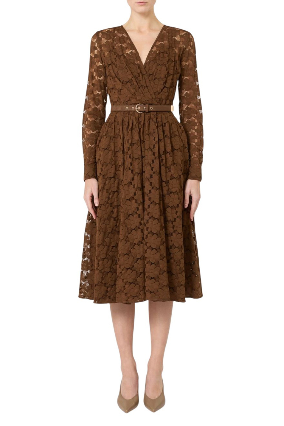 Платье AGRUME с поясом|Основной цвет:Коричневый Женский Max Mara Платье AGRUME с поясом (цвет ), артикул 2616631011 | Фото 3