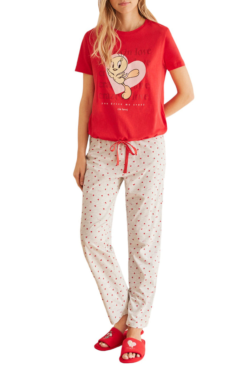 Пижама с принтом|Основной цвет:Красный|Артикул:3137597 | Фото 1