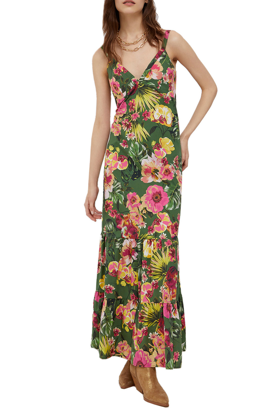 Liu Jo Длинное поплиновое платье с V-образным вырезом (цвет ), артикул WA2143T4883 | Фото 3