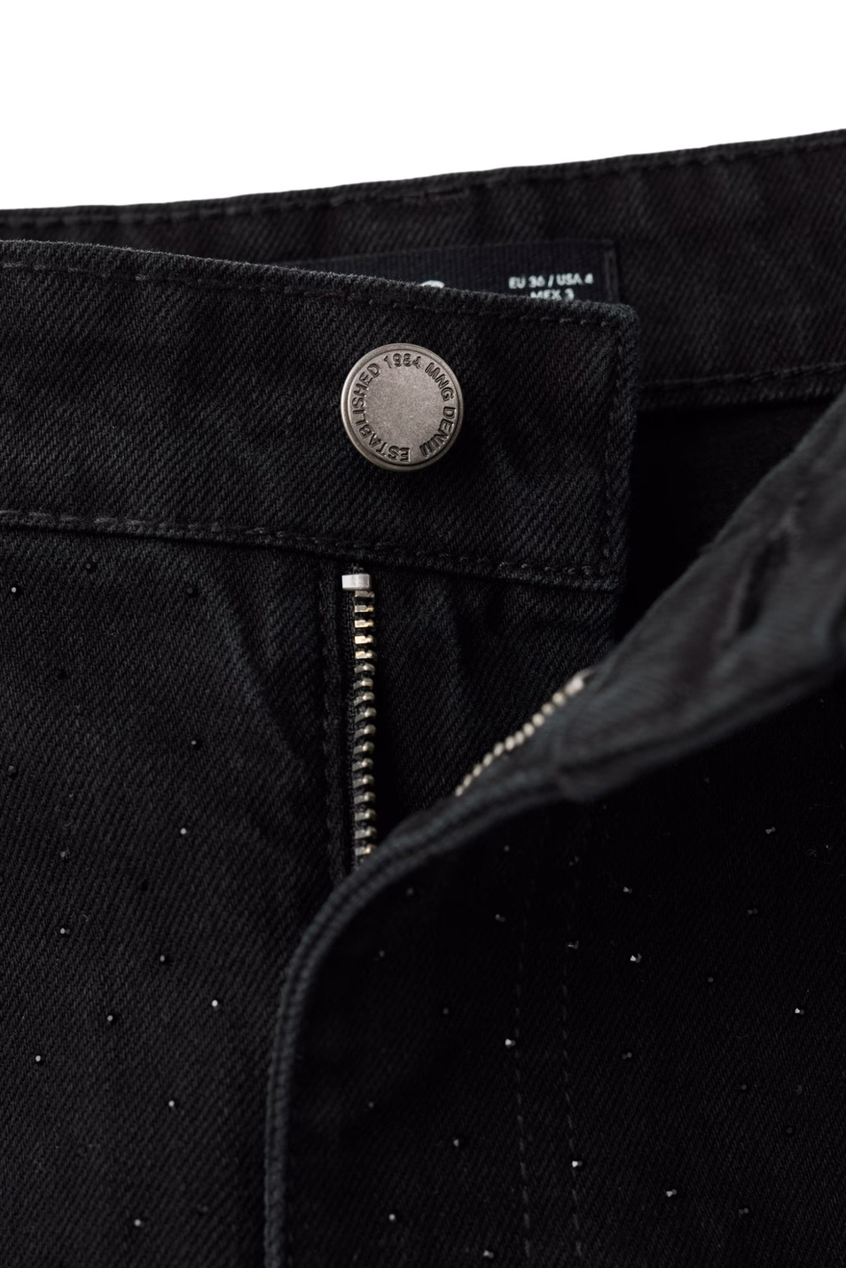 Женский Mango Джинсы LIBRA широкого кроя со стразами (цвет ), артикул 17029114 | Фото 5