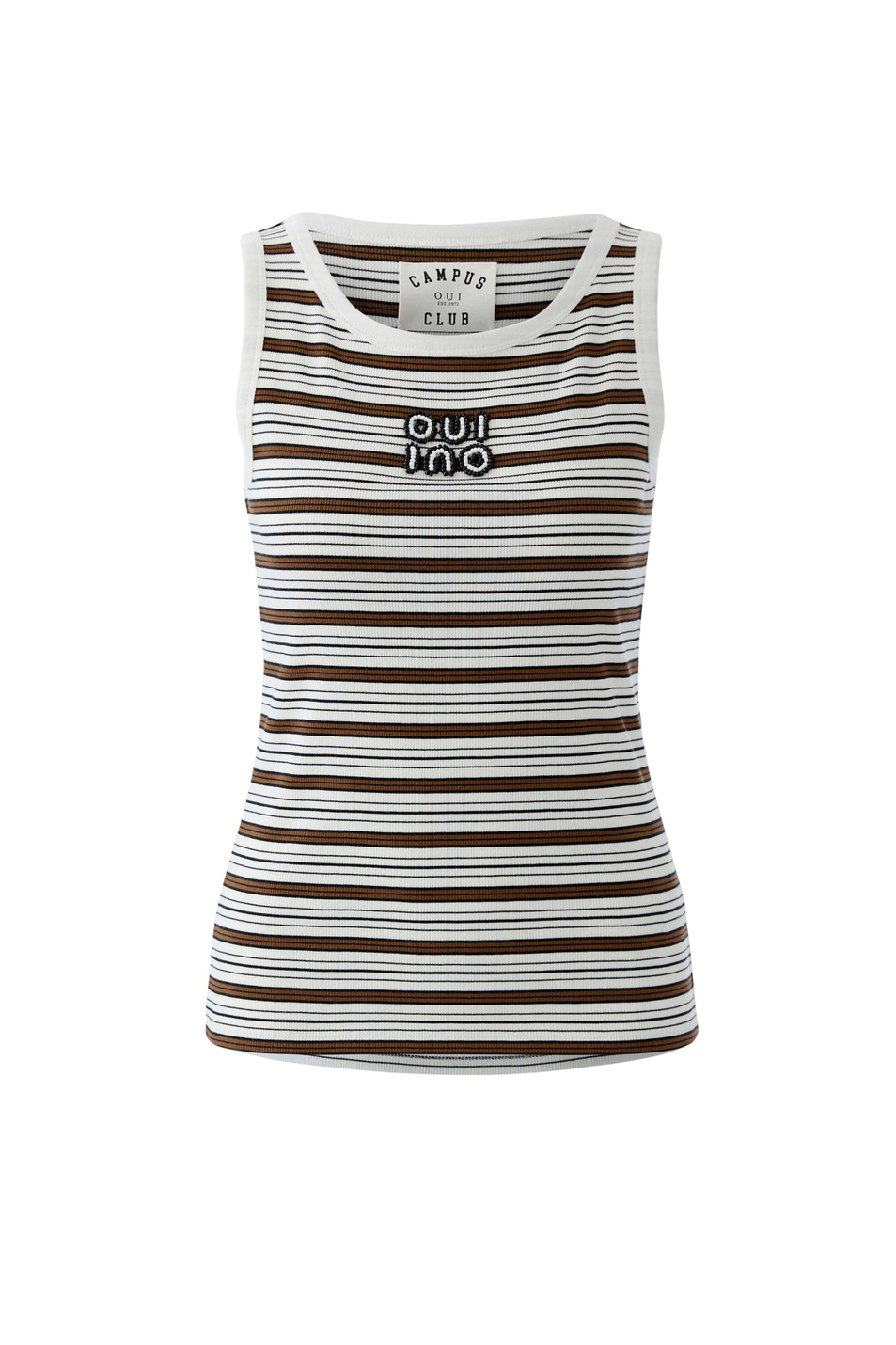 Топ с логотипом из бисера|Основной цвет:Коричневый Женский OUI Топ с логотипом из бисера (цвет ), артикул 96535 | Фото 1