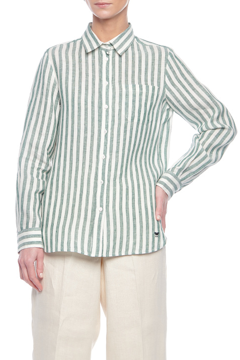 Weekend Max Mara Рубашка GUINEA из чистого льна с принтом в полоску ( цвет), артикул 51110211 | Фото 2
