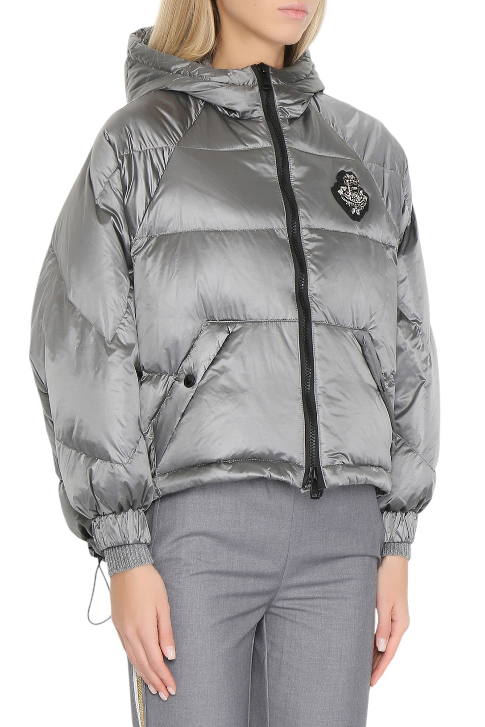 Куртка стеганая с декором|Основной цвет:Серый Женский Ermanno Firenze Куртка стеганая с декором (цвет ), артикул D45EA004EX4 | Фото 3