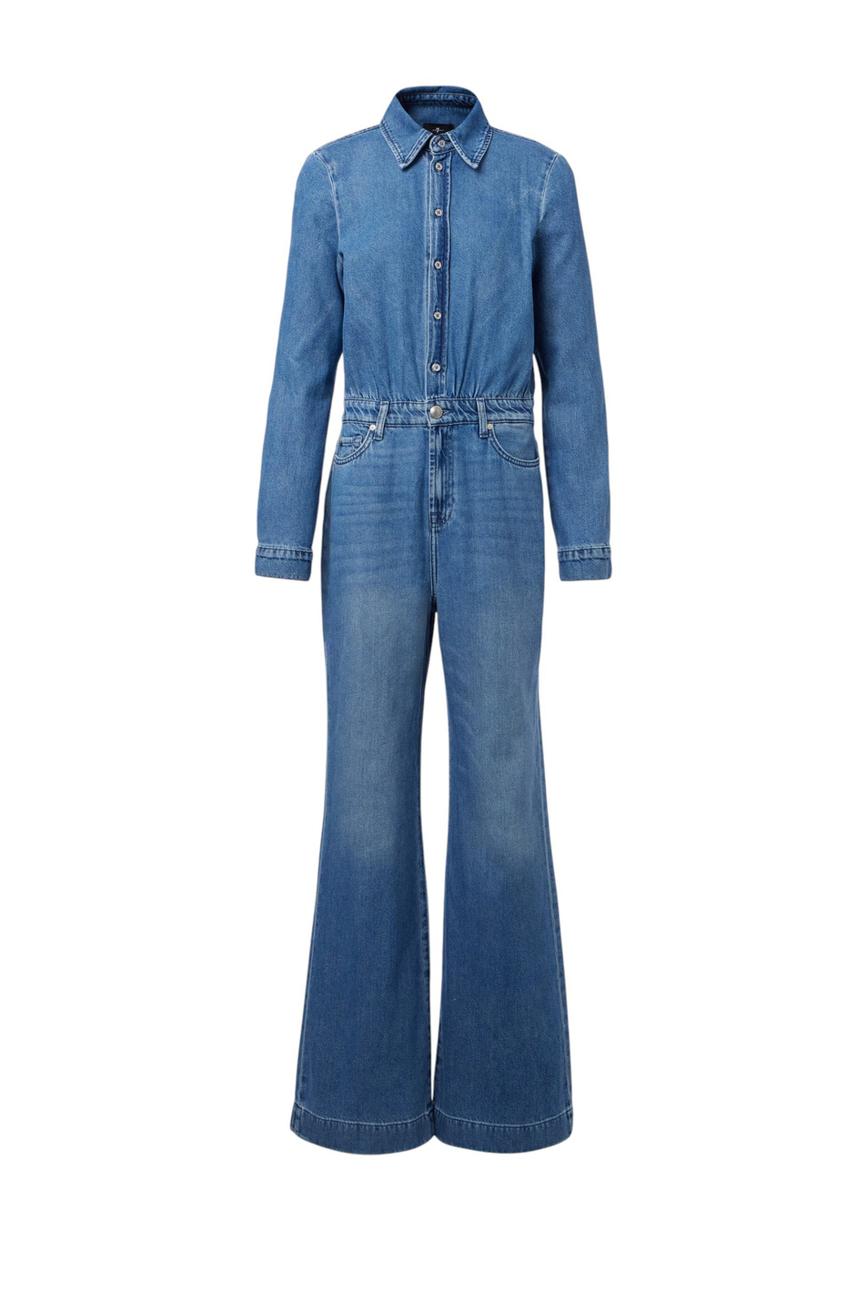 Женский 7 for all Mankind Комбинезон джинсовый однотонный из смесового хлопка (цвет ), артикул 7U600E38 | Фото 1
