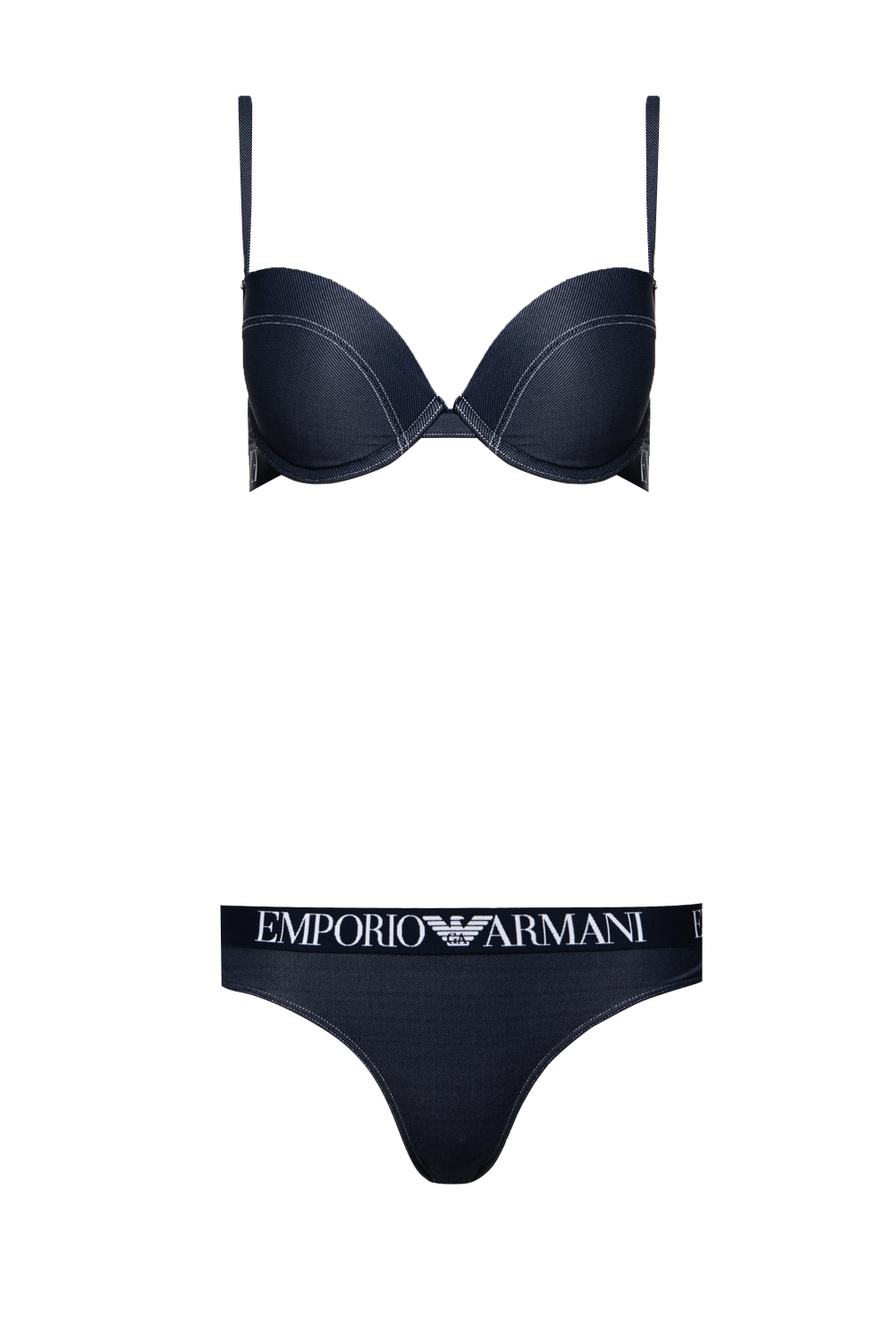 Emporio Armani ❤ женский купальник раздельный с логотипом со скидкой 30%,  синий цвет, размер , цена 349.99 BYN