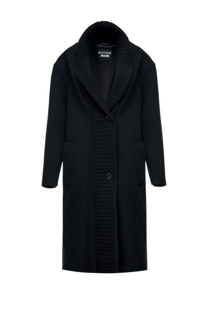Пальто из смесовой шерсти на пуговицах|Основной цвет:Черный|Артикул:A0604-6115 | Фото 1