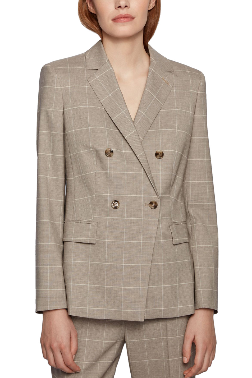 BOSS Двубортный пиджак Jacelynne из натуральной шерсти и шелка (цвет ), артикул 50455668 | Фото 3