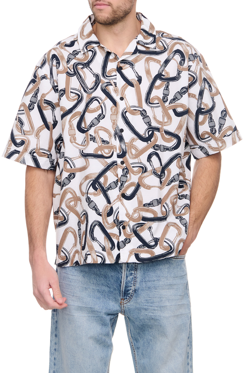 Мужской BOSS Рубашка из эластичного хлопка с принтом (цвет ), артикул 50488057 | Фото 1