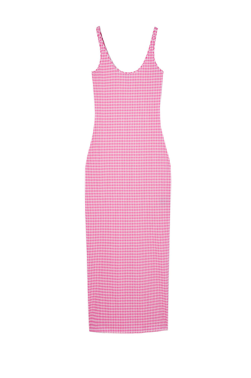Платье в клетку|Основной цвет:Бело-розовый|Артикул:213056 | Фото 1