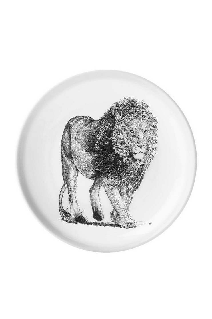 Тарелка "Африканский лев", 20 см|Основной цвет:Белый|Артикул:DX0531 | Фото 1